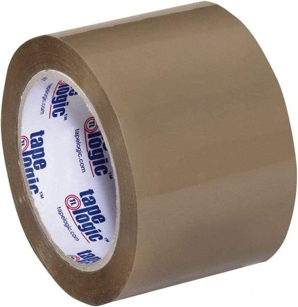 Tape Logic - 3" x 55 Yd Tan Acrylic Adhesive Packaging Tape - Polypropylene Film Backing, 3.5 mil Thick, 33.7 Lb Tensile Strength - Caliber Tooling