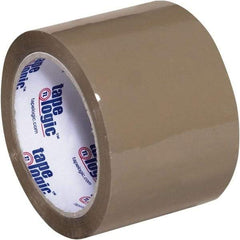 Tape Logic - 3" x 55 Yd Tan Acrylic Adhesive Packaging Tape - Polypropylene Film Backing, 2.6 mil Thick, 24.7 Lb Tensile Strength - Caliber Tooling