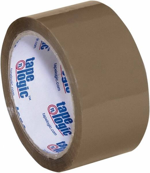 Tape Logic - 2" x 55 Yd Tan Acrylic Adhesive Packaging Tape - Polypropylene Film Backing, 2 mil Thick, 20 Lb Tensile Strength - Caliber Tooling