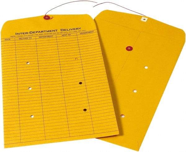 Made in USA - 15" Long x 10" Wide Draw String Inter-Department Envelope - Kraft - Caliber Tooling