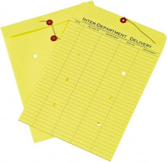 Made in USA - 13" Long x 10" Wide Draw String Inter-Department Envelope - Yellow - Caliber Tooling