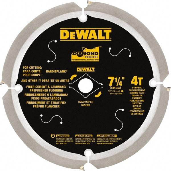 DeWALT - 7-1/4" Diam, 15.88mm Arbor Hole Diam, 16 Tooth Wet & Dry Cut Saw Blade - Steel, Smooth Action, Standard Round Arbor - Caliber Tooling