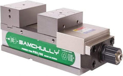 Samchully - 160mm Jaw Width, 160mm Jaw Opening Capacity, Horizontal Stationary Machine Vise - Manual Operation, 1 Station, 455.5mm Long x 58.4mm Deep, 60mm Jaw Height, Alloy Steel - Caliber Tooling