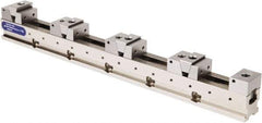 Samchully - 50mm Jaw Width, 500, 215, 120 & 75mm Jaw Opening Capacity, Horizontal Stationary Machine Vise - Manual Operation, 4 Stations, 600mm Long x 24.9mm Deep, 25mm Jaw Height, Alloy Steel - Caliber Tooling