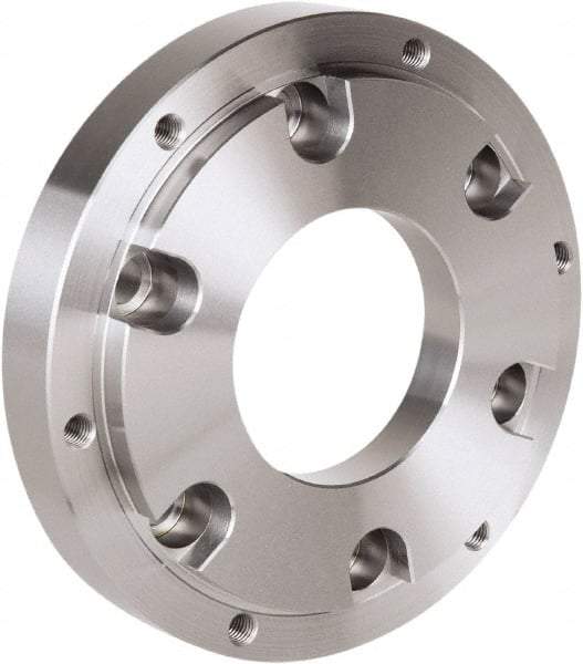 Samchully - Adapter Back Plate for 254 & 304mm Diam HC, HCH & HS Lathe Chucks - A2-11 Mount, 130mm Through Hole Diam, 220mm OD, 45.5mm Flange Height, Steel - Caliber Tooling