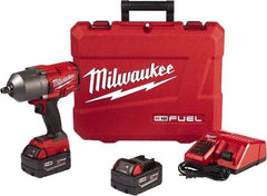 Milwaukee Tool - 1/2" Drive 18 Volt Pistol Grip Cordless Impact Wrench & Ratchet - 1,800 RPM, 0 to 2,400 BPM, 750 Ft/Lb Torque, 2 Lithium-Ion Batteries Included - Caliber Tooling