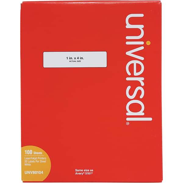 UNIVERSAL - 4" Long, White Paper Laser Label - For Inkjet Printers, Laser Printers - Caliber Tooling