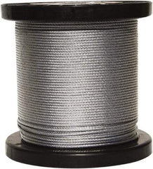 Loos & Co. - 250' Long, 3/16" x 3/16" Diam, Galvanized Wire Rope - 4,200 Lb Breaking Strength, 7 x 19 - Caliber Tooling