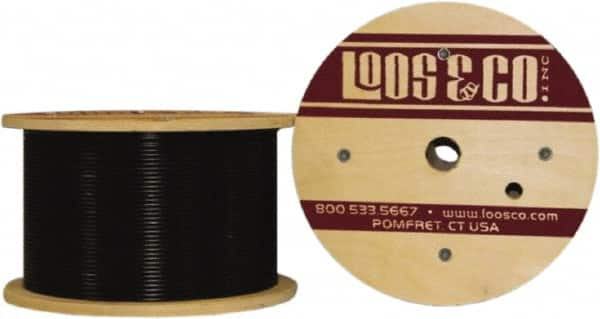 Loos & Co. - 3/32" x 1/16" Diam, Steel Wire Rope - 480 Lb Breaking Strength, 7 x 7, Nylon Coating - Caliber Tooling