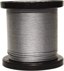 Loos & Co. - 3/16" x 1/8" Diam, Galvanized Steel Wire Rope - 2,000 Lb Breaking Strength, 7 x 19, Vinyl Coating - Caliber Tooling