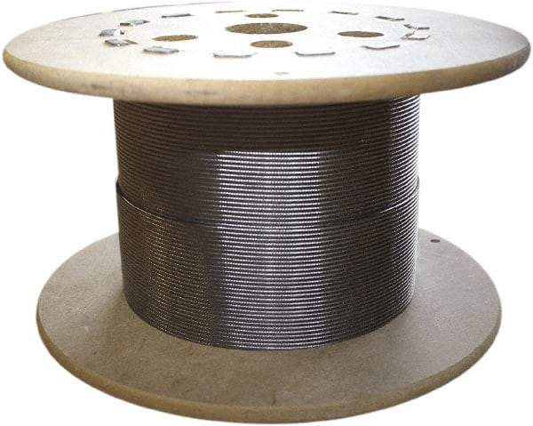 Loos & Co. - 3/16" x 1/8" Diam, Steel Wire Rope - 1,760 Lb Breaking Strength, 7 x 19, Vinyl Coating - Caliber Tooling