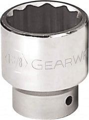 GearWrench - 1-1/8", 3/4" Drive, Standard Hand Socket - 12 Points, 2-1/16" OAL, Alloy Steel, Chrome Finish - Caliber Tooling