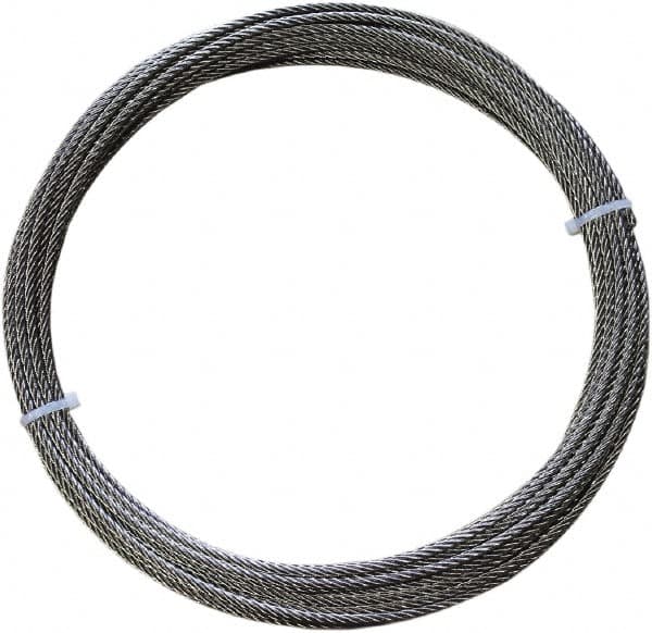 Loos & Co. - 50' Long, 1/4" x 1/4" Diam, Stainless Steel Wire Rope - 6,100 Lb Breaking Strength, 7 x 7 - Caliber Tooling