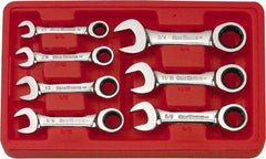 GearWrench - 7 Piece, 3/8" to 3/4", 12 Point Ratcheting Combination Wrench Set - Inch Measurement Standard, Chrome Finish, Comes in Plastic Tray - Caliber Tooling