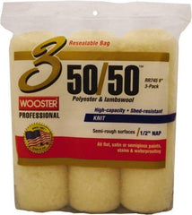 Wooster Brush - 1/2" Nap, 9" Wide Paint Roller Cover - Semi-Rough Texture, 50/50 Polyester & Wool Blend - Caliber Tooling