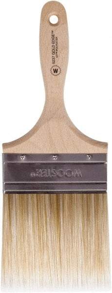 Wooster Brush - 4" Flat Polyester Wall Brush - 3-15/16" Bristle Length, 5-3/8" Wood Beavertail Handle - Caliber Tooling