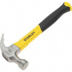 Stanley - 16 oz Head, Straight Rip Claw Hammer - 12.8" OAL, Steel Head, 1.1" Face Diam, Smooth Face, Fiberglass Handle with Grip - Caliber Tooling