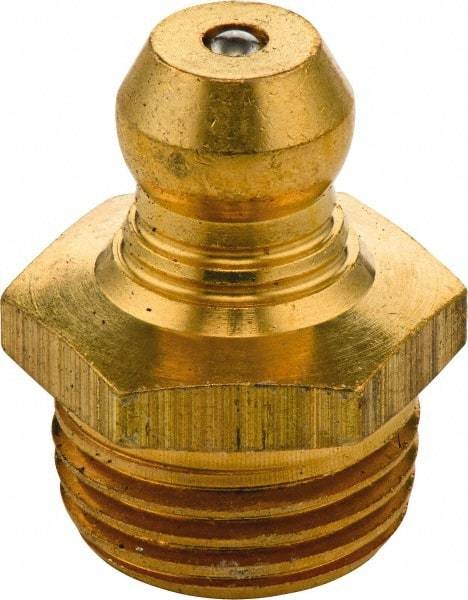 Umeta - Straight Head Angle, 1/4 BSPT Brass Standard Grease Fitting - 14mm Hex, 17.5mm Overall Height, 6.5mm Shank Length - Caliber Tooling