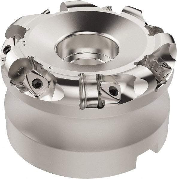 Seco - 112.28mm Cut Diam, 6mm Max Depth, 1-1/4" Arbor Hole, 7 Inserts, RN.. 1207 Insert Style, Indexable Copy Face Mill - R220.26 Cutter Style, 9,400 Max RPM, 2 High, Through Coolant, Series R220.26 - Caliber Tooling