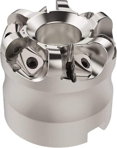 Seco - 37.33mm Cut Diam, 6mm Max Depth, 22mm Arbor Hole, 6 Inserts, RN.. 1204 Insert Style, Indexable Copy Face Mill - R220.26 Cutter Style, 16,700 Max RPM, 45mm High, Through Coolant, Series R220.26 - Caliber Tooling