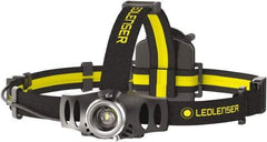 LED LENSER - White LED Bulb, 200 Lumens, Hands-free Flashlight - Black, Yellow Plastic Body, 3 AAA NiMH Batteries Included - Caliber Tooling