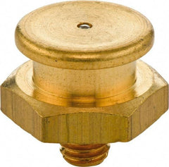 Umeta - Straight Head Angle, M10x1 Metric Brass Button-Head Grease Fitting - 17mm Hex, 17mm Overall Height - Caliber Tooling