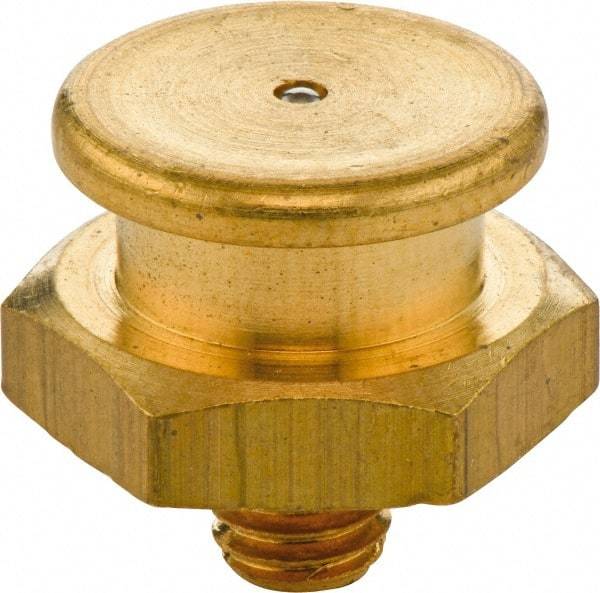 Umeta - Straight Head Angle, M6x1 Metric Brass Button-Head Grease Fitting - 17mm Hex, 17mm Overall Height - Caliber Tooling