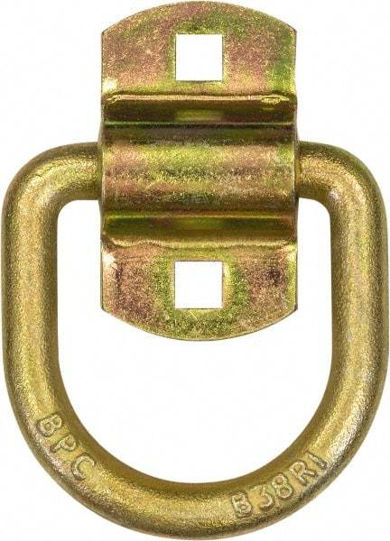 Buyers Products - Steel with Galvanized Zinc Coating D-Ring with 2-Hole Mounting Bracket - 3-1/2" Long, Yellow, For Use with Cargo Control - Caliber Tooling