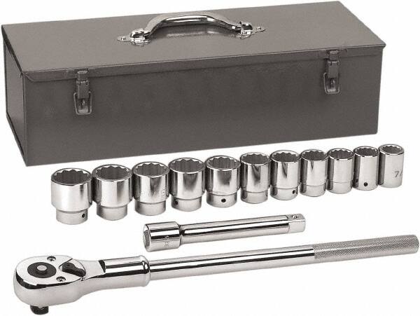 GearWrench - 13 Piece 3/4" Drive Chrome Finish Socket Set - 12 Points, 7/8" to 1-1/2" Range, Inch Measurement Standard - Caliber Tooling