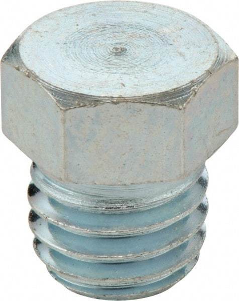 Umeta - Straight Head Angle, M10x1 Metric Steel Plug-Style Grease Fitting - 11mm Hex, 9mm Overall Height - Caliber Tooling