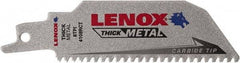 Lenox - 4" Long x 1" Thick, Bi-Metal Reciprocating Saw Blade - Tapered Profile, 8 TPI, Toothed Edge, Tang Shank - Caliber Tooling