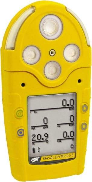 BW Technologies by Honeywell - Visual, Vibration & Audible Alarm, LCD Display, Multi-Gas Detector - Monitors LEL, Oxygen, Hydrogen Sulfide, Carbon Monoxide & Sulfur Dioxide, -20 to 50°C Working Temp - Caliber Tooling