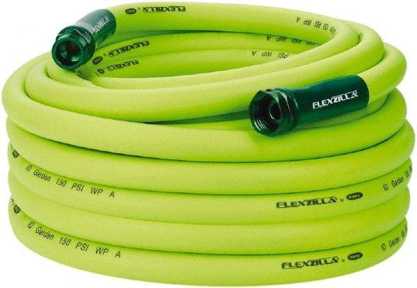 Legacy - 75' Long Garden Hose - 3/4" Diam, 3/4" GHT, Hybrid Polymer, 150 psi, All Season, Green - Caliber Tooling