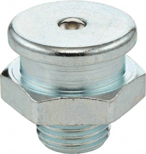 Umeta - Straight Head Angle, 1/2-14 BSPP Steel Button-Head Grease Fitting - 22mm Hex, 21.5mm Overall Height - Caliber Tooling