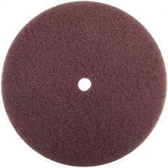 Merit Abrasives - 4-1/2" Medium Grade Aluminum Oxide Deburring Disc - 7/8" Center Hole, Hook & Loop Connection, Maroon, 11,000 Max RPM - Caliber Tooling