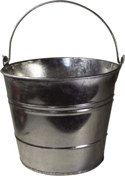 Funnel King - 12 Qt, 10" High, Galvanized Steel Round Silver Single Pail - Handle Included, 11-1/2" Top Diam - Caliber Tooling