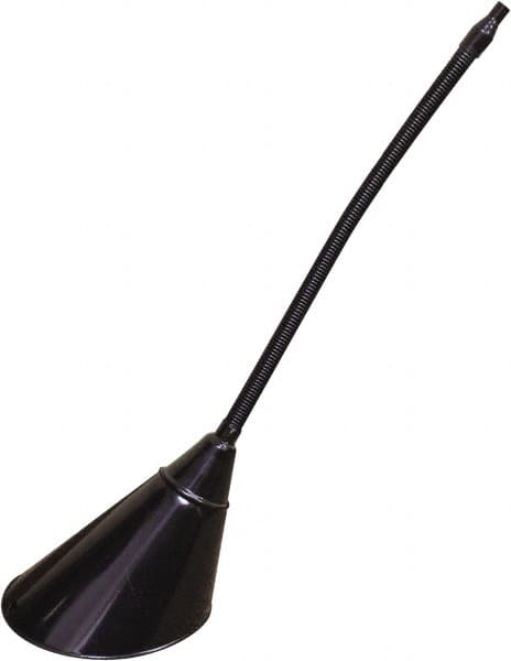 Funnel King - 2 Qt Capacity Galvanized Steel Funnel - 7" Mouth OD, 1/2" Tip OD, 17" Flexible Spout, Black - Caliber Tooling