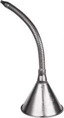 Funnel King - 1 Qt Capacity Galvanized Steel Funnel - 6-3/8" Mouth OD, 7/16" Tip OD, 14" Flexible Spout, Silver - Caliber Tooling