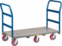 Little Giant - 3,600 Lb Capacity Steel 6-Wheeled Platform Truck - Steel Deck, 24" OAW, 48" Platform Length x 9" Platform Height, Polyurethane Casters - Caliber Tooling