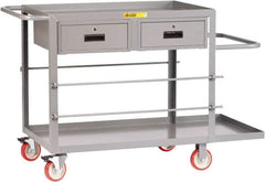 Little Giant - 1,200 Lb Capacity, 24" Wide x 54" Long x 35" High Wire Spool Cart - 2 Drawer, 2 Shelf, Steel, Polyurethane Casters - Caliber Tooling