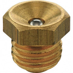 Umeta - Straight Head Angle, M10 Metric Brass Flush-Style Grease Fitting - 12mm Hex, 9.5mm Overall Height, 6.5mm Shank Length - Caliber Tooling