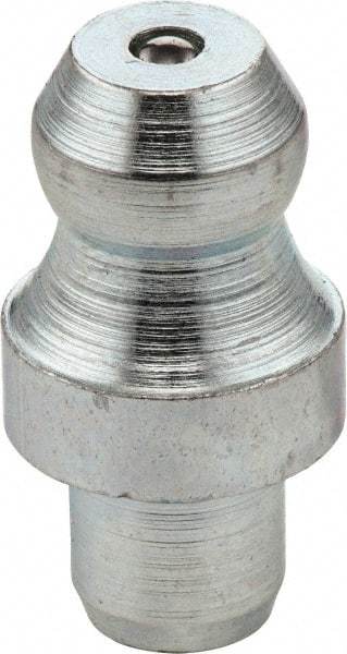 Umeta - Straight Head Angle, M6 Drive-In Steel Drive-In Grease Fitting - 8mm Hex, 15mm Overall Height, 5.5mm Shank Length, Zinc Plated Finish - Caliber Tooling