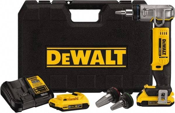 DeWALT - 3/8 to 1" Pipe Capacity, PEX Expander Tool - 9 Pieces, Cuts Pex, Includes DCE400 PEX Expander, (2) DCB203 Batteries, Charger, (3) Expander Heads (1/2", 3/4", 1"), PEX Expander Grease & Kit Box - Caliber Tooling