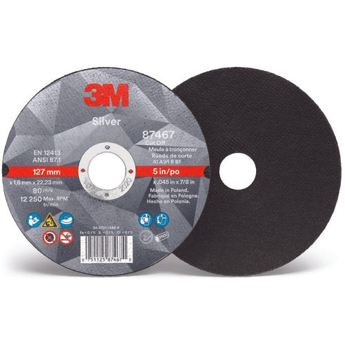 ‎3M Silver Depressed Center Grinding Wheel 87449 T27 Quick Change 9″ × 1/4″ × 5/8-11 - Caliber Tooling