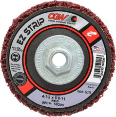 Camel Grinding Wheels - 4-1/2" Very Coarse Grade Silicon Carbide Deburring Disc - 5/8-11 Threaded Center Hole, Arbor Connection, Red, 11,000 Max RPM - Caliber Tooling