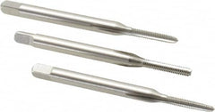 Cleveland - #2-56 UNC, 3 Flute, Bottoming, Plug & Taper, Bright Finish, High Speed Steel Tap Set - Right Hand Cut, 44.45mm OAL, 0.44" Thread Length - Exact Industrial Supply