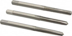 Cleveland - #8-32 UNC, 4 Flute, Bottoming, Plug & Taper, Bright Finish, High Speed Steel Tap Set - Right Hand Cut, 2-1/8" OAL, 0.38" Thread Length - Caliber Tooling