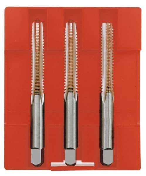 Cleveland - M20x2.50, 4 Flute, Bottoming, Plug & Taper, Bright Finish, High Speed Steel Tap Set - Right Hand Cut, 2" Thread Length, Series 1004 - Caliber Tooling