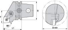 Kennametal - Right Hand Cut, Size KM63, CN.. Insert Compatiblity, Internal Modular Turning & Profiling Cutting Unit Head - 43mm Ctr to Cutting Edge, 60mm Head Length, Through Coolant, Series Kenloc - Caliber Tooling