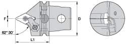 Kennametal - Neutral Cut, Size KM63, DN.. Insert Compatiblity, External Modular Turning & Profiling Cutting Unit Head - 60mm Head Length, Through Coolant, Series Kenloc - Caliber Tooling